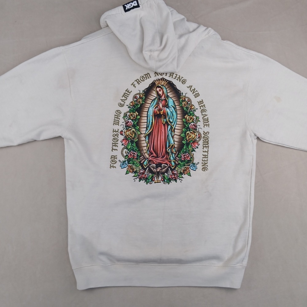 DGK Large Mens Hoodie‎ Guadalupe Virgin Mary 22x27 FLAWS